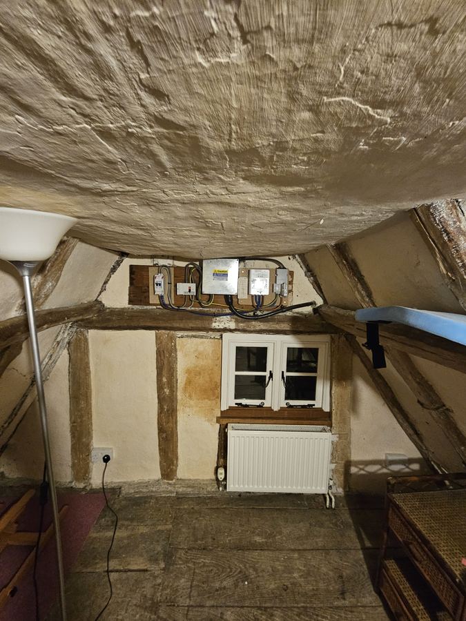 Exposed frame and low beamed ceiling