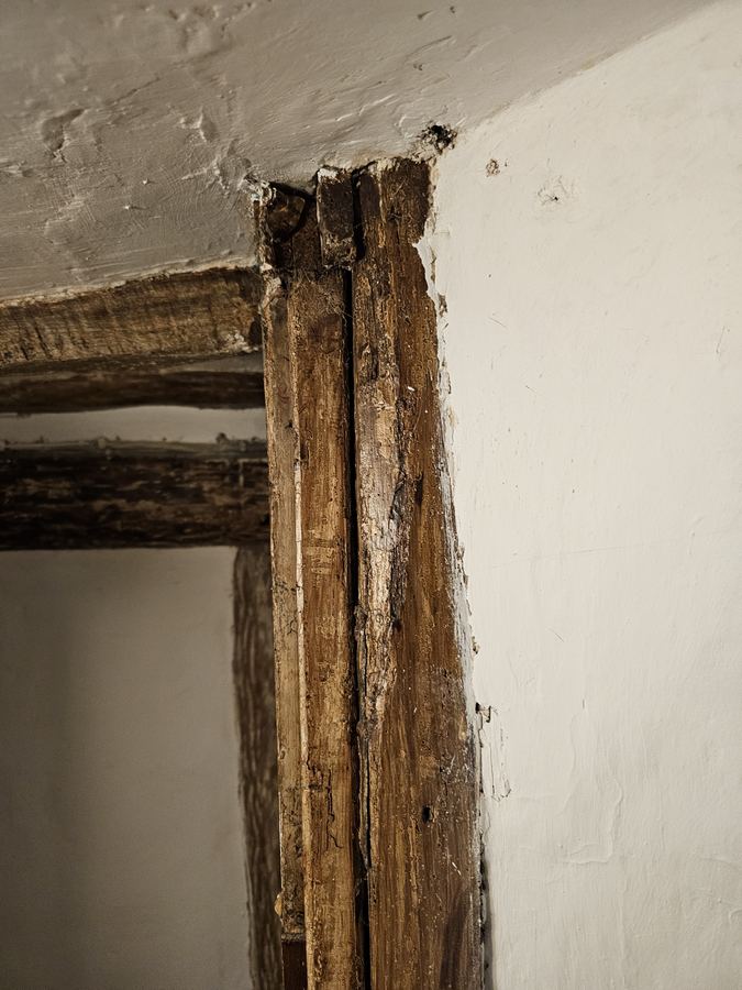 Decayed original post opened up for repair